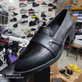 کفش زنانه پاشنه 4سانتی مدل ساعتی رویه چرم بیاله