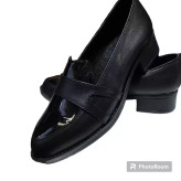 کفش زنانه پاشنه 4سانتی مدل ساعتی رویه چرم بیاله