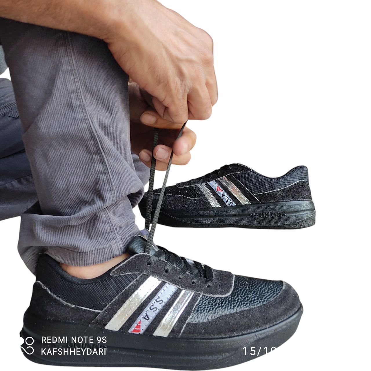 کفش کار آدیداس 3 خط مردانه ssaچرم طبیعی