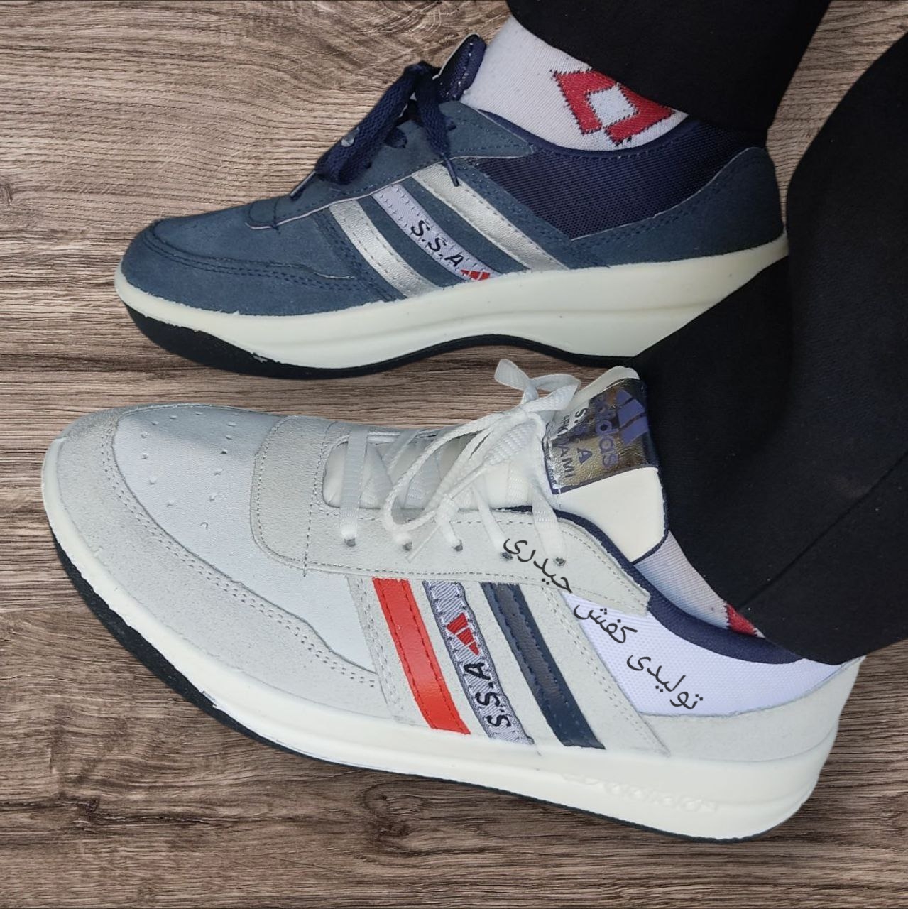 کفش کار آدیداس 3 خط مردانه ssaچرم طبیعی