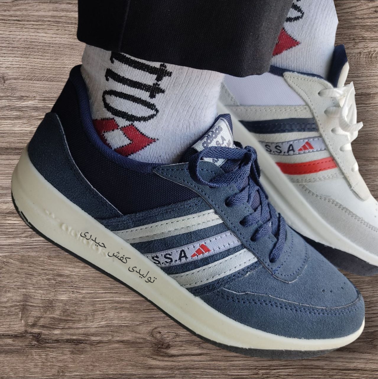 کفش کار آدیداس 3 خط مردانه ssaچرم طبیعی