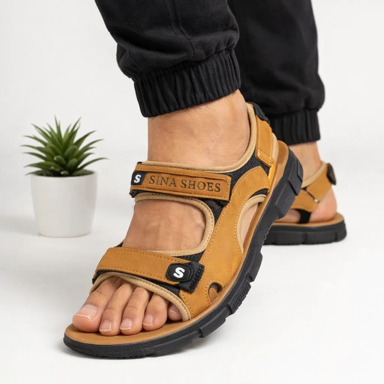 صندل تابستانی رکابدار مردانه رنگ خردلی